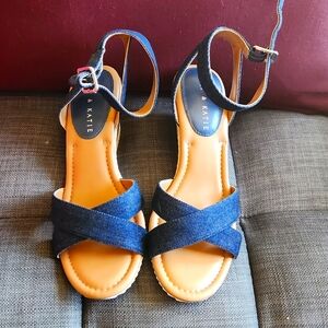 Kelly & Katie Emmaline Wedge Sandal, Dark Wash Denim, Size 8M